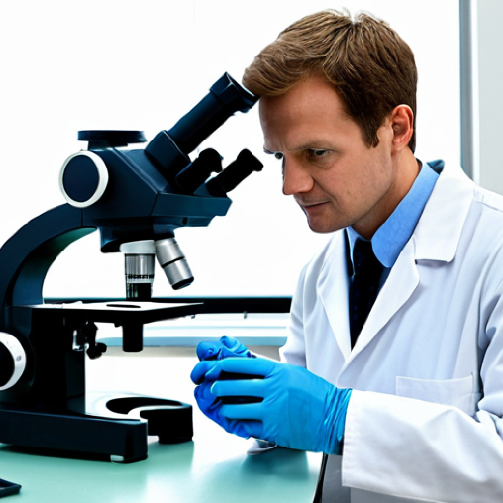 **

A research scientist in a fully clothed lab coat, working at a microscope in a modern marine biology lab. Beakers and scientific equipment are visible in the background. The scientist is analyzing samples, with a focused and professional expression. Perfect anatomy, correct proportions, natural pose, well-formed hands, proper finger count, natural body proportions. Safe for work, appropriate content, fully clothed, professional, family-friendly.

**