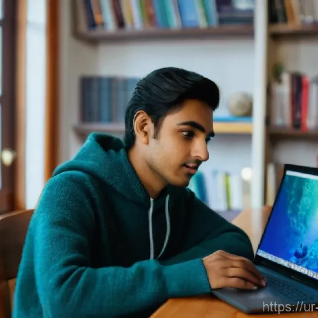 해양학 온라인 강의 - **"The Ocean Learner's Sanctuary"**
    A photorealistic image of a young adult, approximately 20-25...