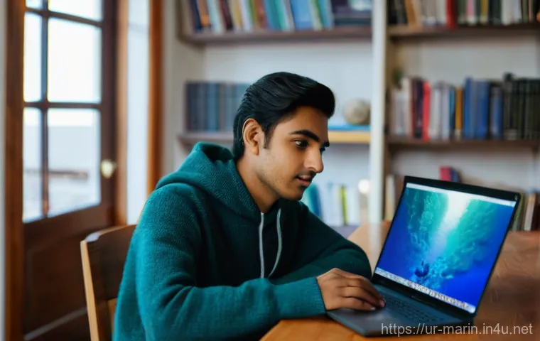 해양학 온라인 강의 - **"The Ocean Learner's Sanctuary"**
    A photorealistic image of a young adult, approximately 20-25...