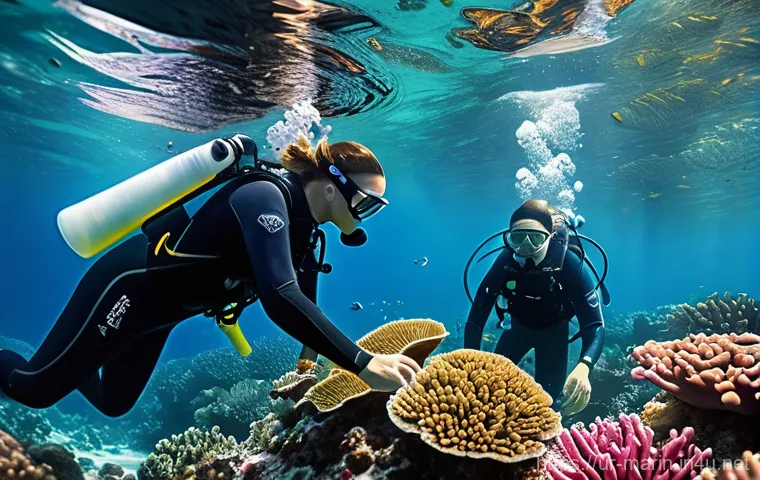 해양학 연구 논문 작성법 - **Futuristic Ocean Discovery:** A sleek, advanced autonomous underwater vehicle (AUV) with gentle, g...