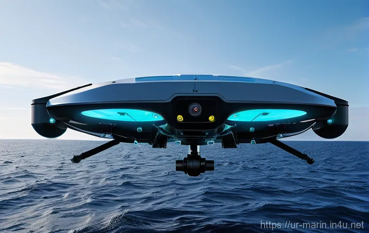 해양 드론 및 센서 - **Prompt 2: Marine Conservation in Action**
    "A specially designed marine drone, with a clean, fu...