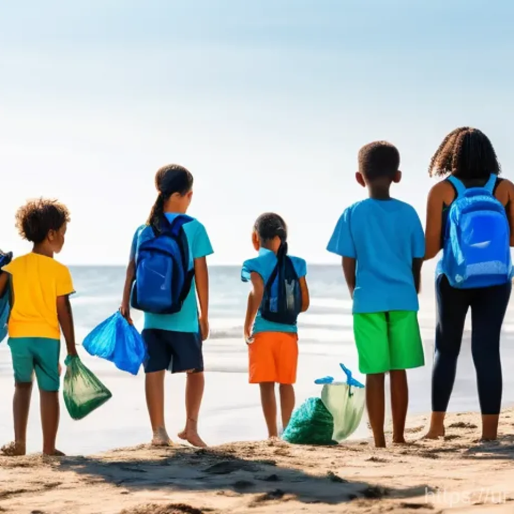 해양 생태계 보존 - **Prompt 1: Community Beach Cleanup**
    "A vibrant, wide-angle shot of a diverse group of people, ...
