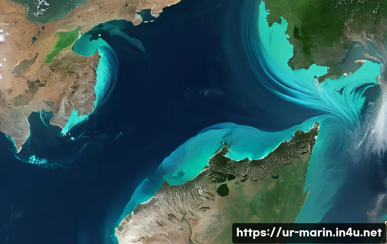해양학 환경 모니터링 - A high-resolution satellite image of a vast coastal region in Pakistan during monsoon season, showin...