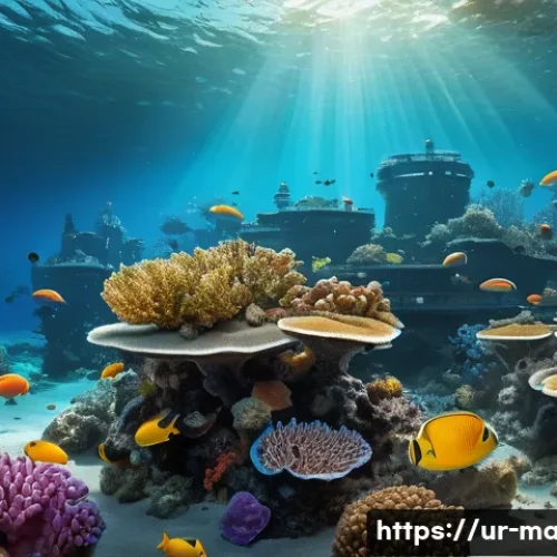 Home 32 해양 산성화 - A detailed underwater scene showing a vibrant coral reef ecosystem affected by ocean acidification n...